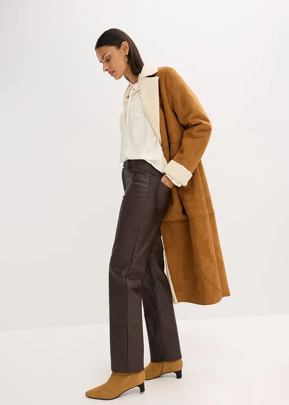 Bukse i imitert skinn og used look, bonprix