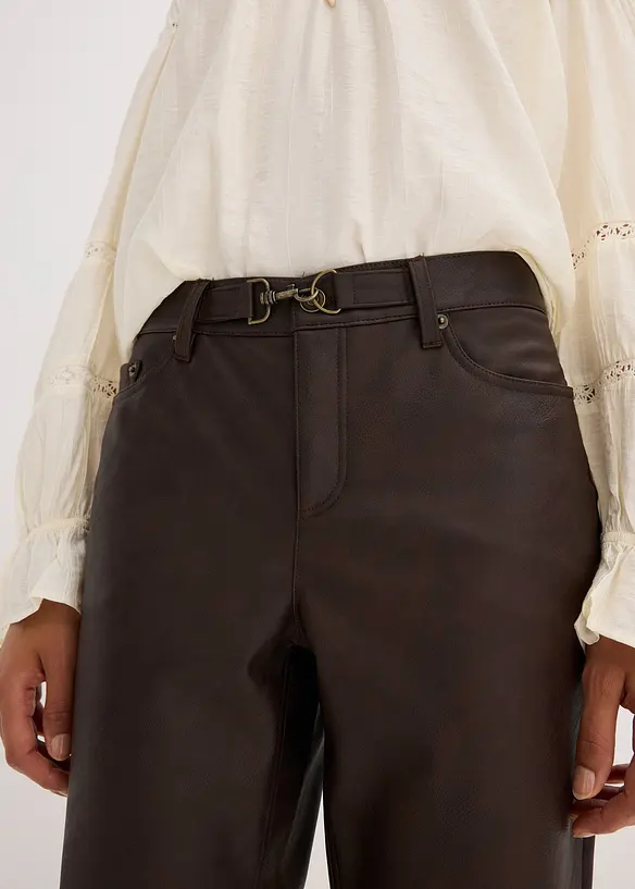 Bukse i imitert skinn og used look, bonprix