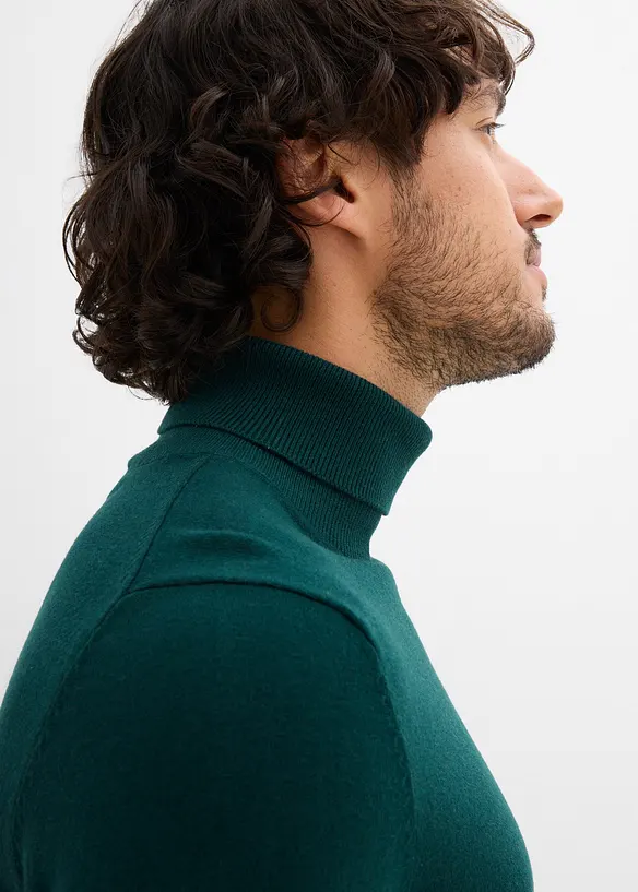 Finstrikket pologenser med utsøkt merinoull, Slim Fit, bonprix