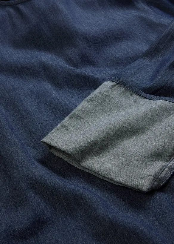 Jeansbluse med vide ermer, bonprix