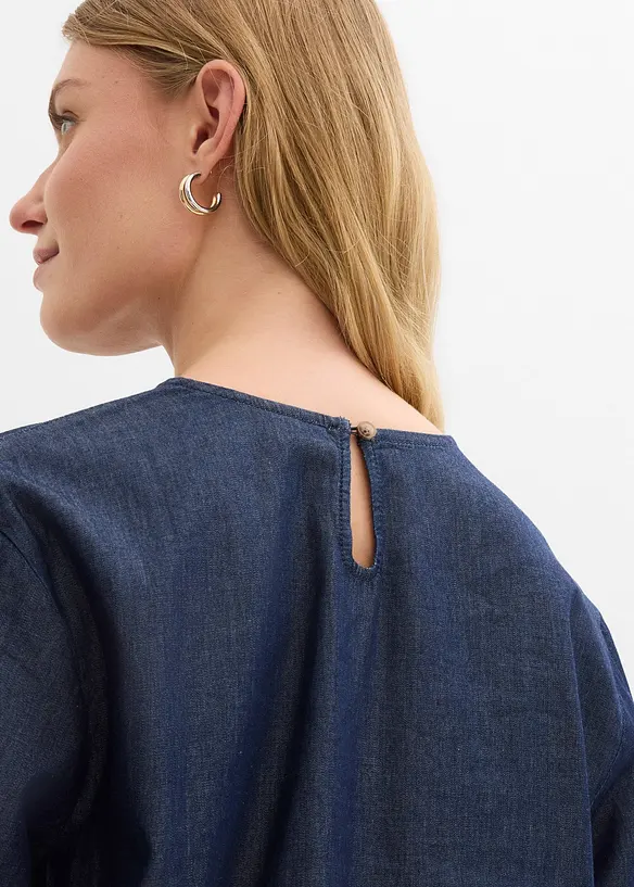 Jeansbluse med vide ermer, bonprix