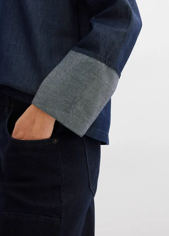 Jeansbluse med vide ermer, bonprix
