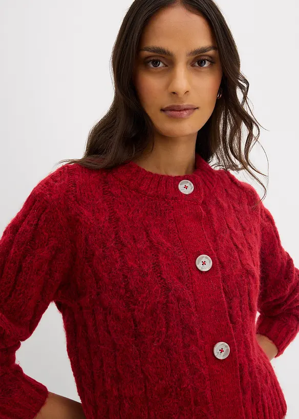 Grovstrikket cardigan i myk garnmiks med ull, bonprix