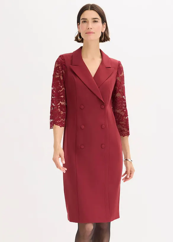 Blazer-kjole med blondeermer, bonprix