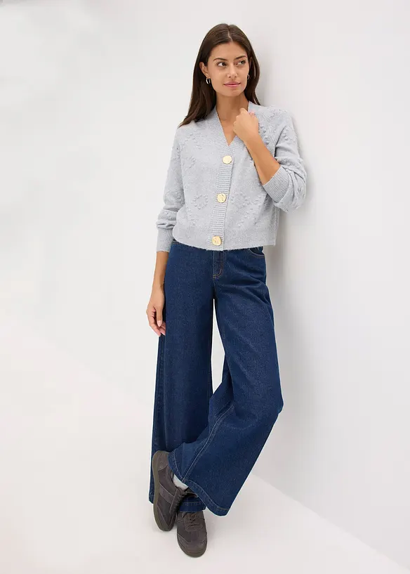 Cardigan med hullmønster, bonprix