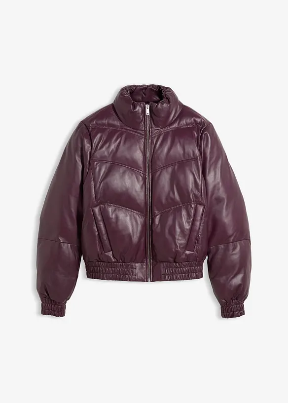 Vattert skinnjakke i lammenappa, bonprix