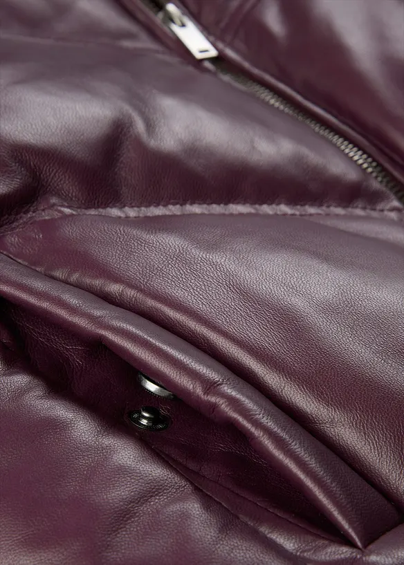 Vattert skinnjakke i lammenappa, bonprix