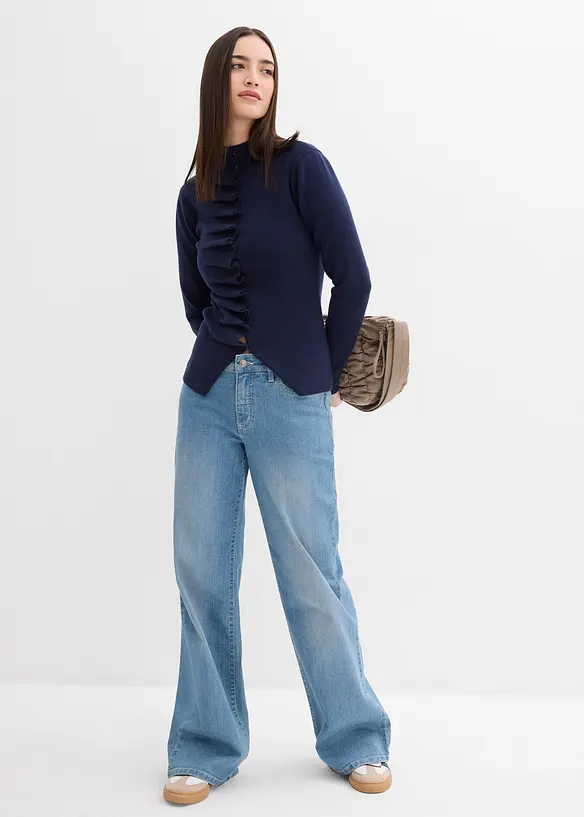 Finstrikket jakke i myk viskosemiks, bonprix