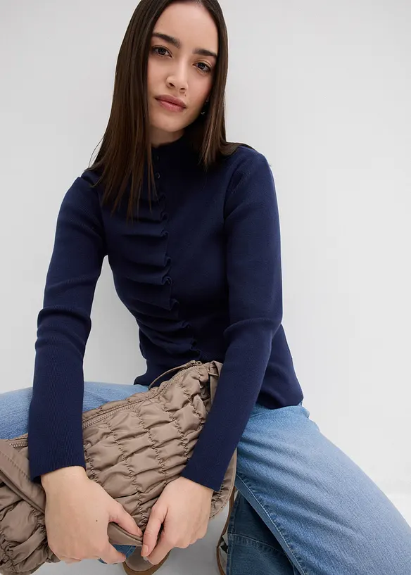 Finstrikket jakke i myk viskosemiks, bonprix