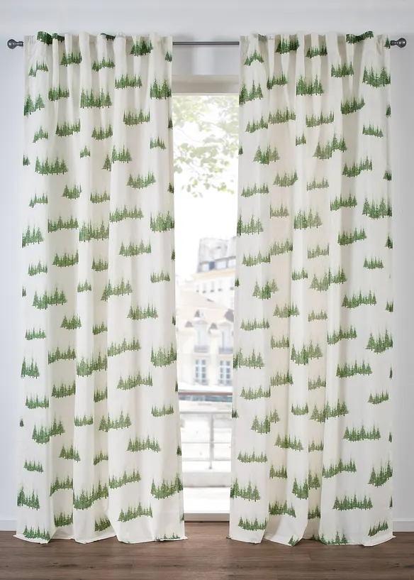 Gardin med juletremønster (1-pack), bonprix