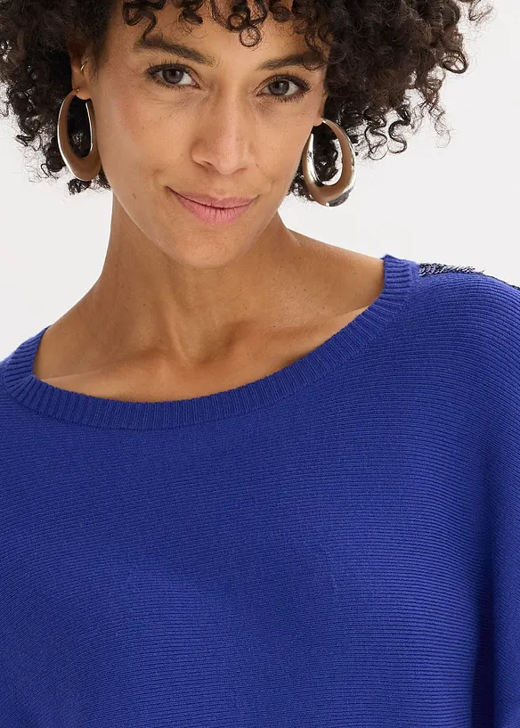 Finstrikket genser med paljetter, bonprix