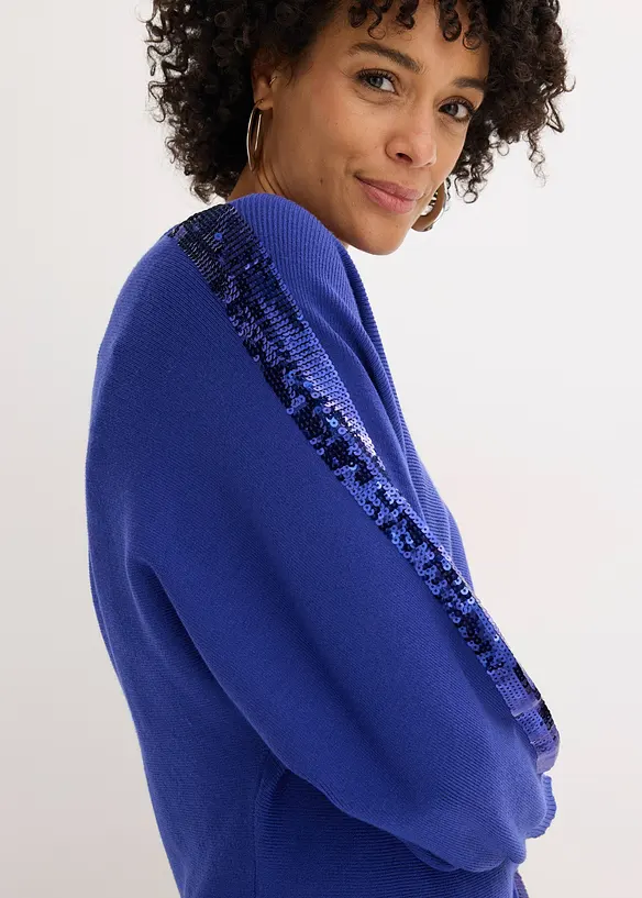 Finstrikket genser med paljetter, bonprix