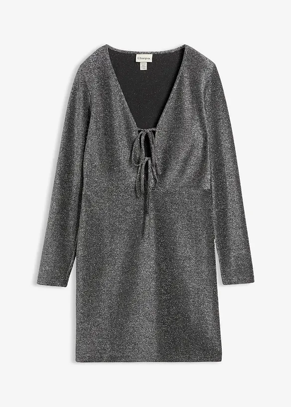 Minikjole i glittermateriale med knytebånd, bonprix
