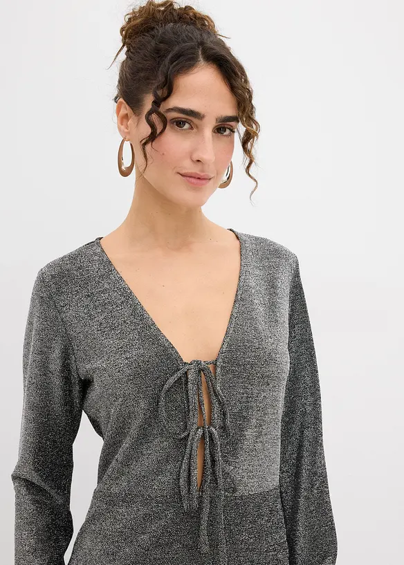 Minikjole i glittermateriale med knytebånd, bonprix