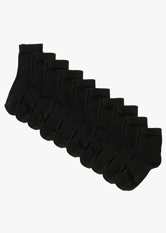 Korte sokker med økologisk bomull (10-pack), bonprix
