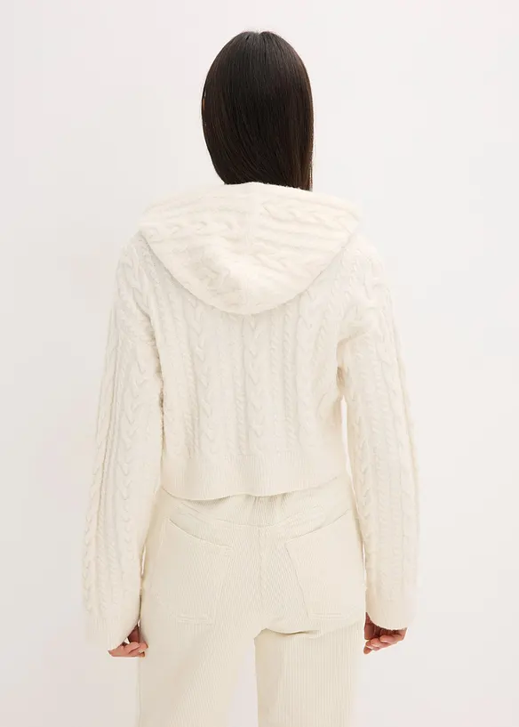 Grovstrikket genser med hette, bonprix