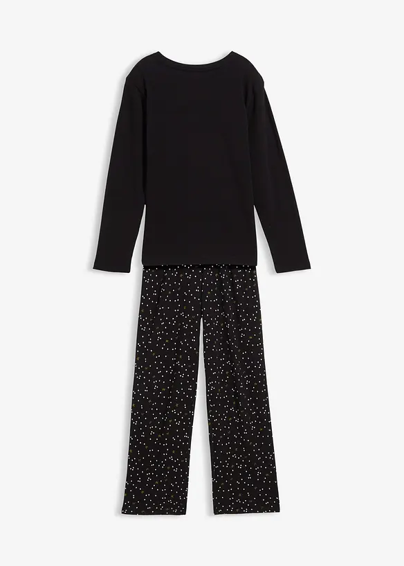 Pyjamas i myk bomull med glittertrykk, bonprix