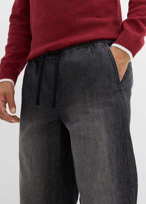 Regular Fit-pull on-jeans med flanellfôr, Straight, bonprix