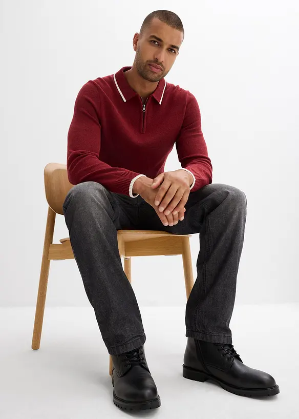 Regular Fit-pull on-jeans med flanellfôr, Straight, bonprix