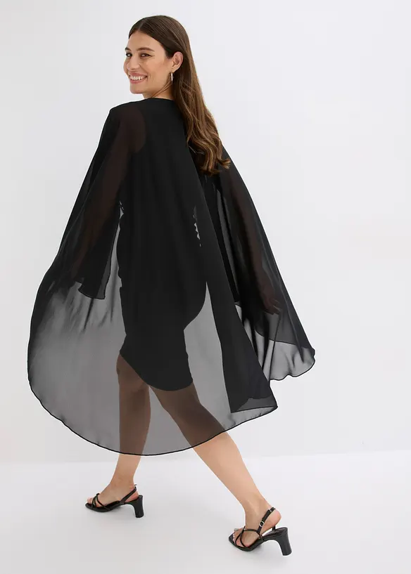 Minikjole med cape i tynn chiffon, bonprix