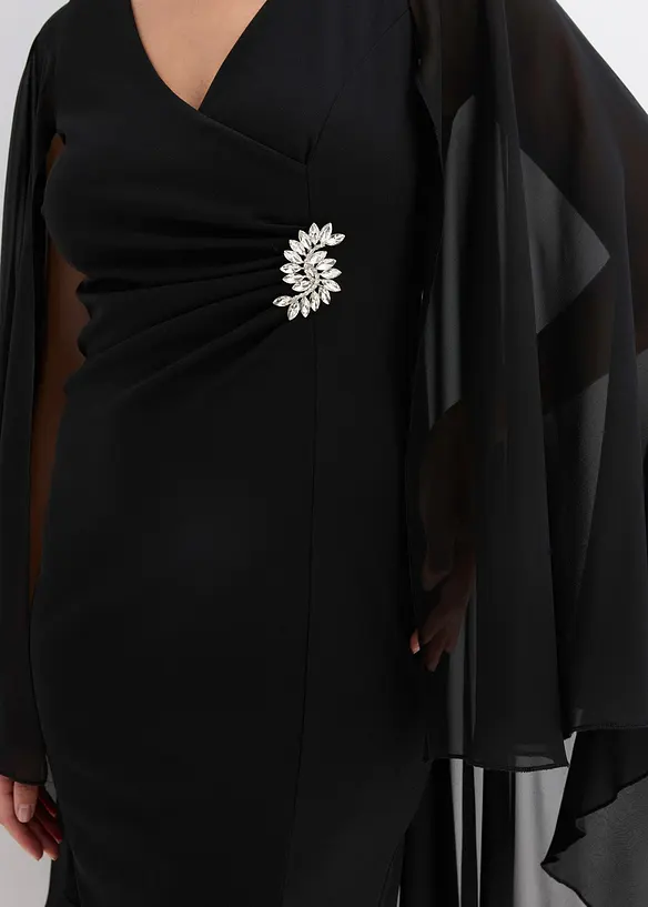 Minikjole med cape i tynn chiffon, bonprix