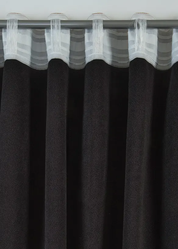 Gardin med polarfleece på baksiden (1-pack), bonprix