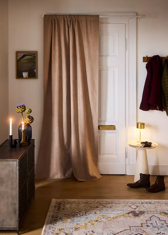 Gardin med polarfleece på baksiden (1-pack), bonprix