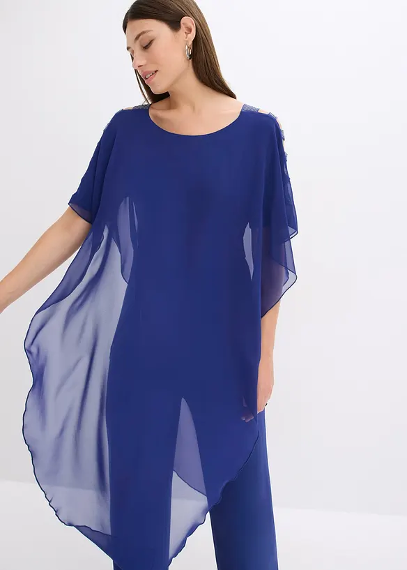 Jumpsuit med cape i lett chiffon, bonprix