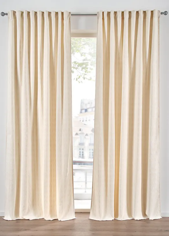 Ugjennomsiktig gardin i myk chenille (1-pack), bonprix