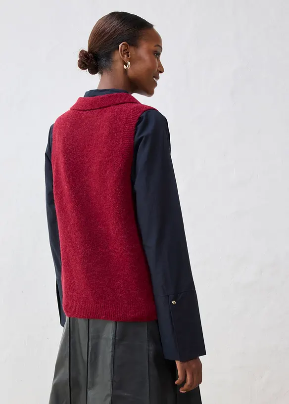 Finstrikket vest med alpakkaull, bonprix