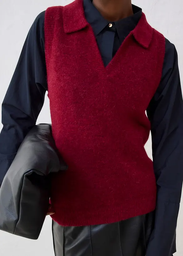 Finstrikket vest med alpakkaull, bonprix