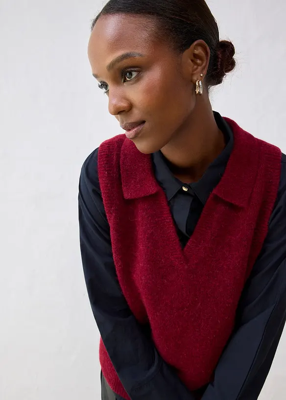 Finstrikket vest med alpakkaull, bonprix