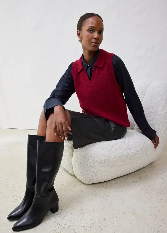 Finstrikket vest med alpakkaull, bonprix