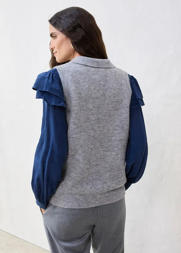 Finstrikket vest med alpakkaull, bonprix