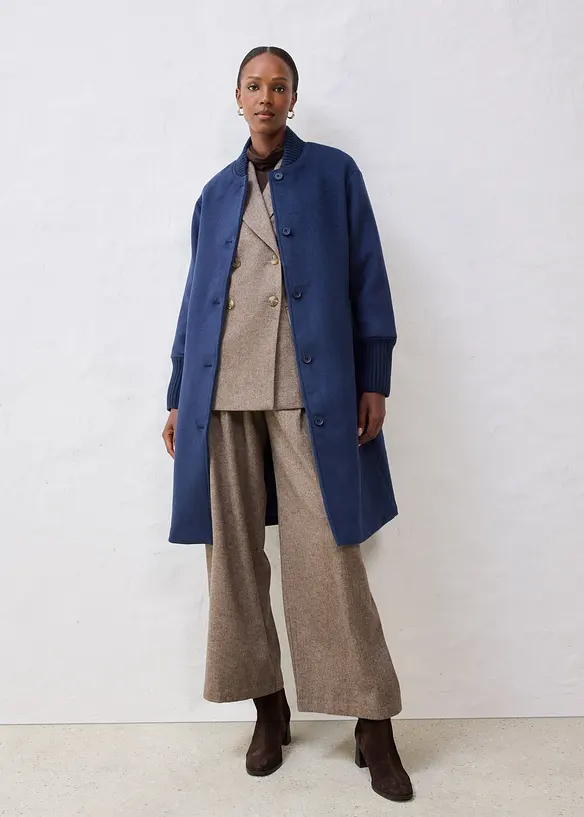 Kåpe med ull og strikket besetning, bonprix