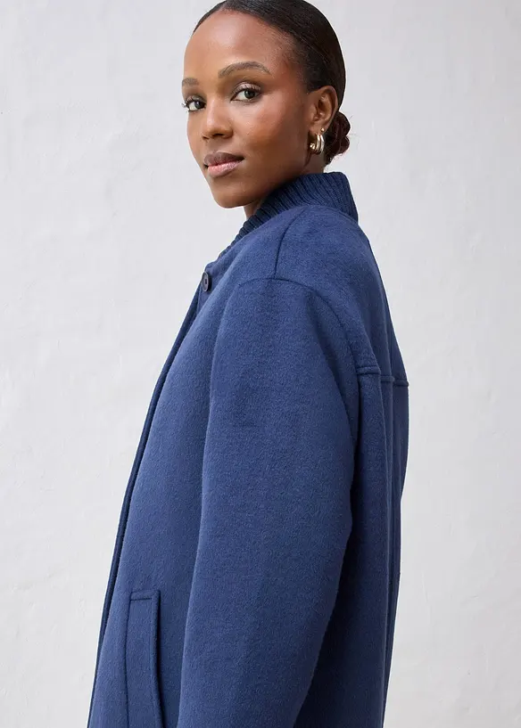 Kåpe med ull og strikket besetning, bonprix