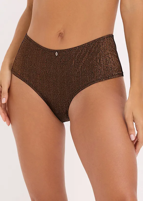 Brazilian-truse med h&oslash;y midje i glittermateriale, bonprix