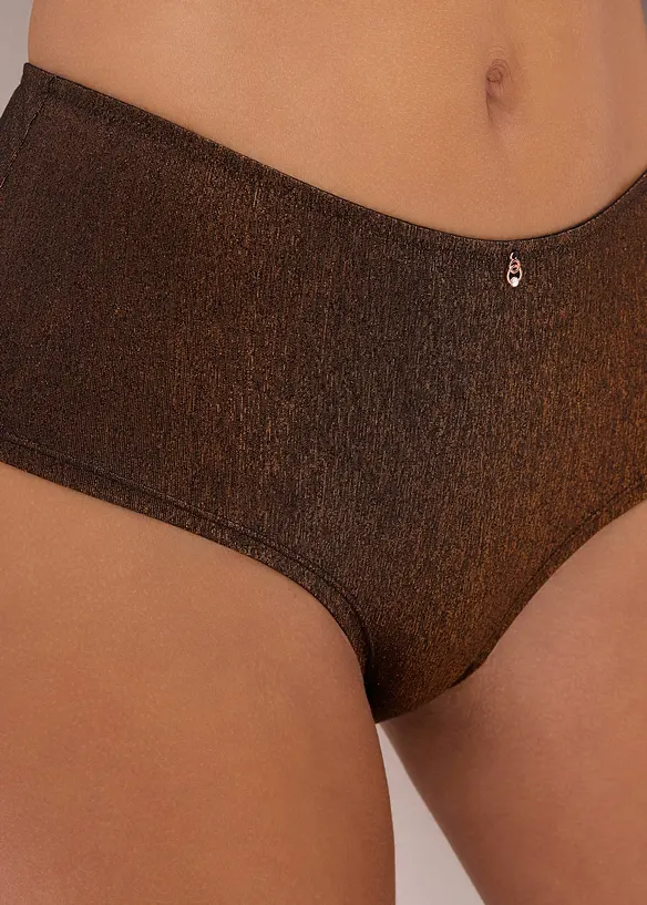 Brazilian-truse med h&oslash;y midje i glittermateriale, bonprix