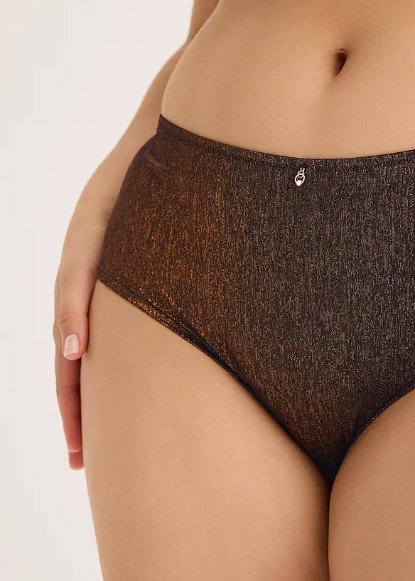 Brazilian-truse med høy midje i glittermateriale, bonprix