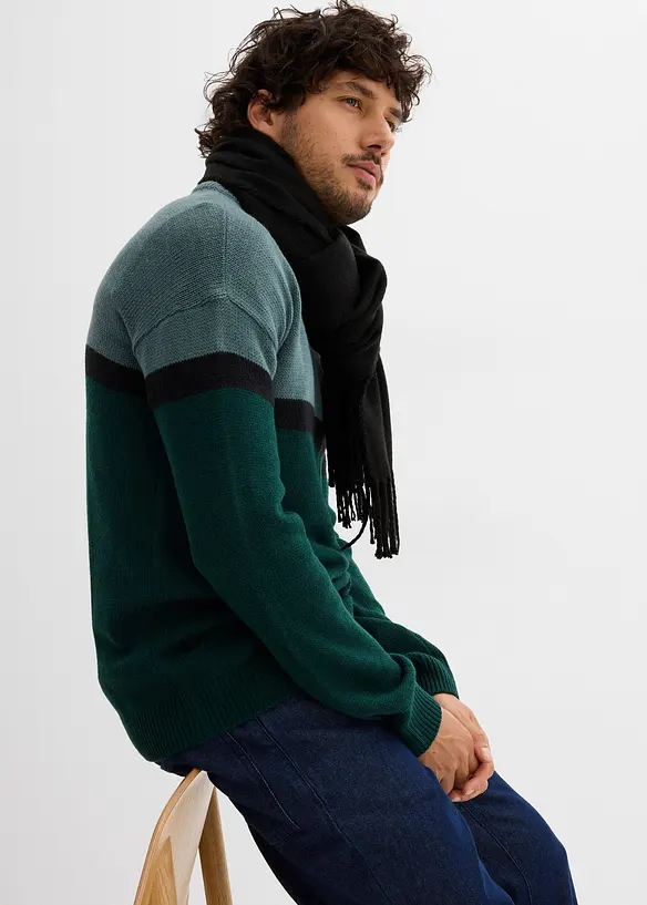 Lettstelt genser med rund hals i colourblocking-stil, bonprix