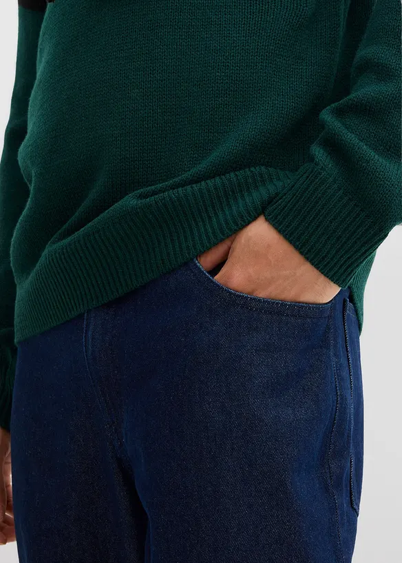 Lettstelt genser med rund hals i colourblocking-stil, bonprix