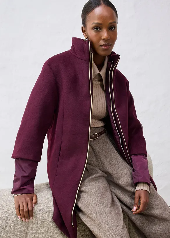 Ullkåpe med innvendig dunjakke (2-delt sett), bonprix