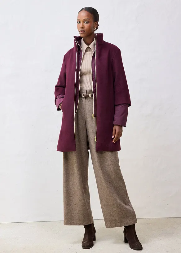 Ullkåpe med innvendig dunjakke (2-delt sett), bonprix