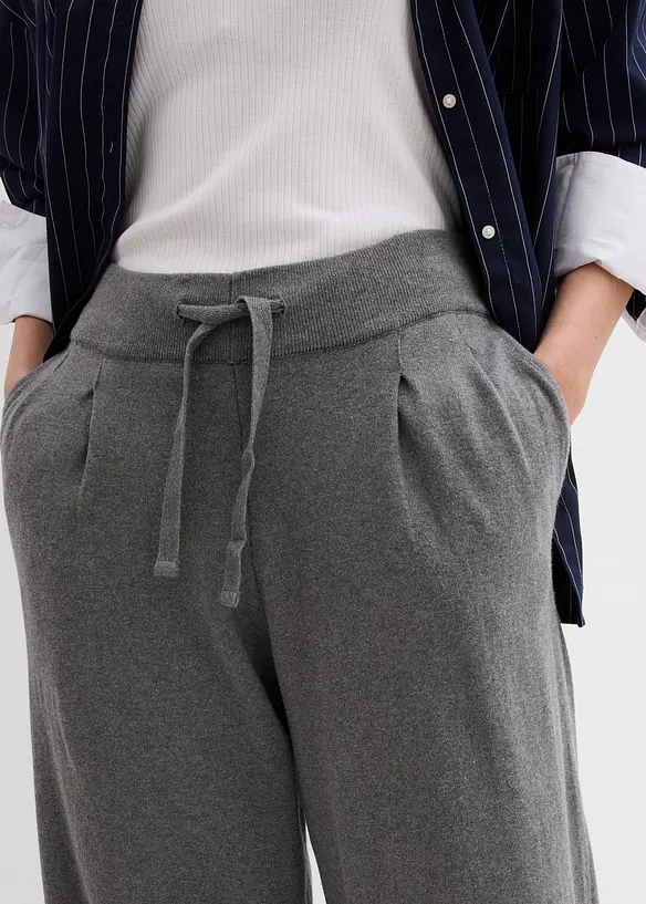 Strikket bukse i bomull og myk kasjmir, bonprix
