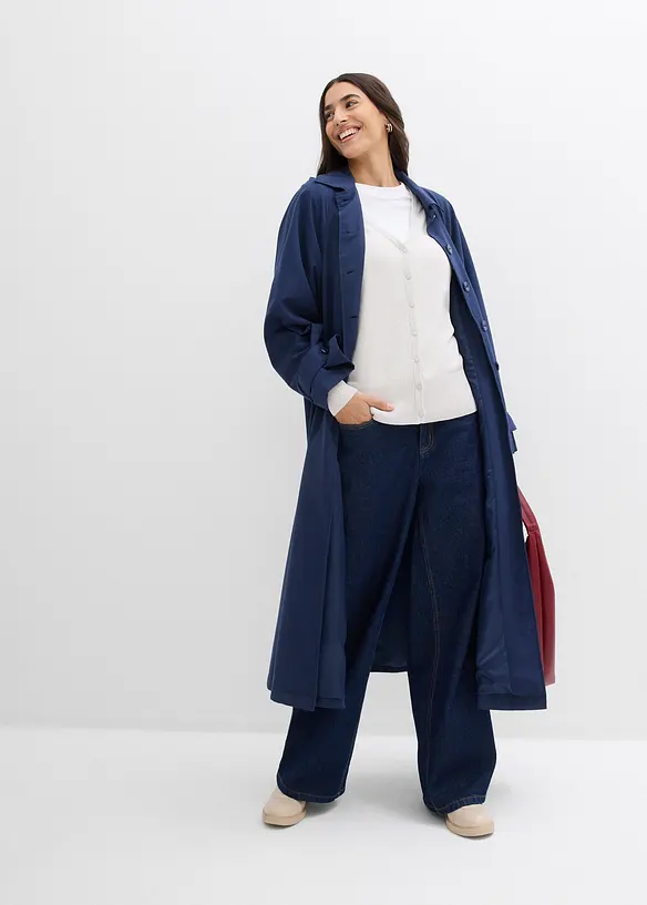 Finstrikket cardigan med knappestolpe, bonprix