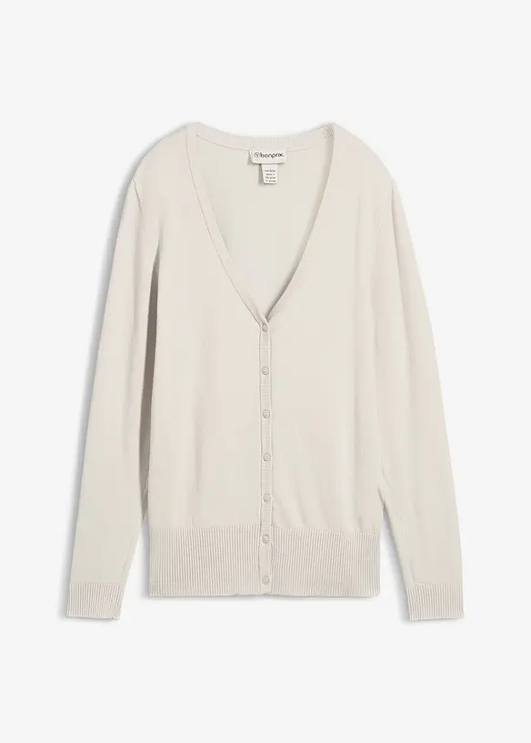 Finstrikket cardigan med knappestolpe, bonprix