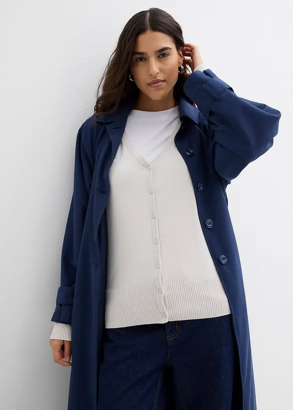 Finstrikket cardigan med knappestolpe, bonprix