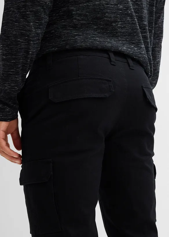 Regular Fit-cargobukse med stretch og varmt f&ocirc;r, Straight, bonprix
