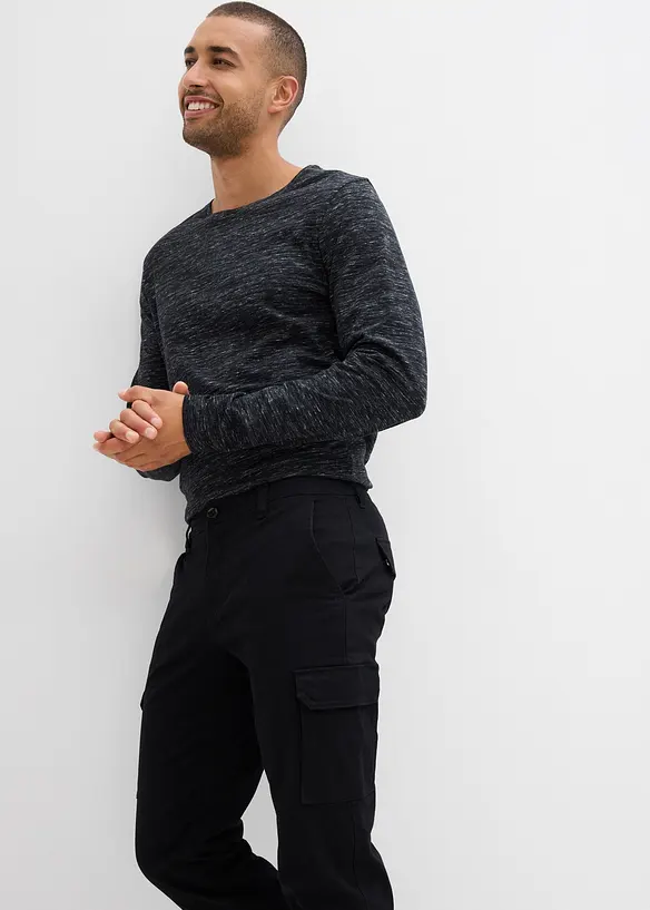 Regular Fit-cargobukse med stretch og varmt f&ocirc;r, Straight, bonprix