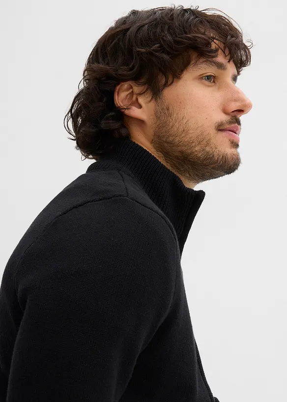 Cardigan med ståkrage og resirkulert bomull, bonprix